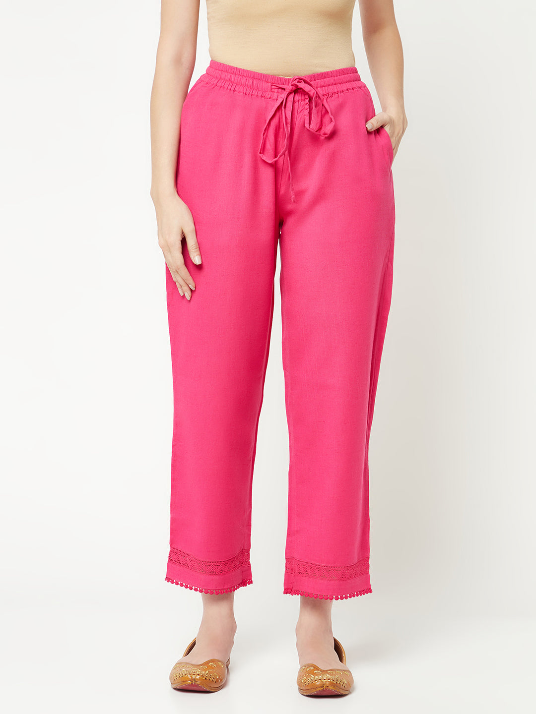 Pink Straight Cotton Pants