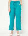 Turquoise Straight Cotton Pants