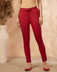 Solid Red Straight Pants