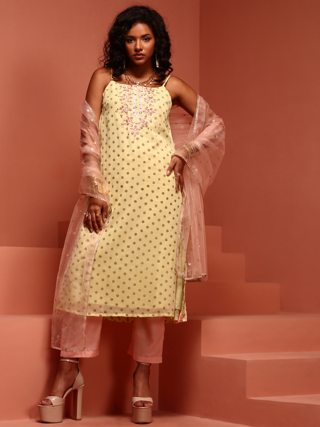 Lime Georgette Kurta Set