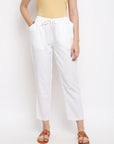 Solid Off White Straight Pant