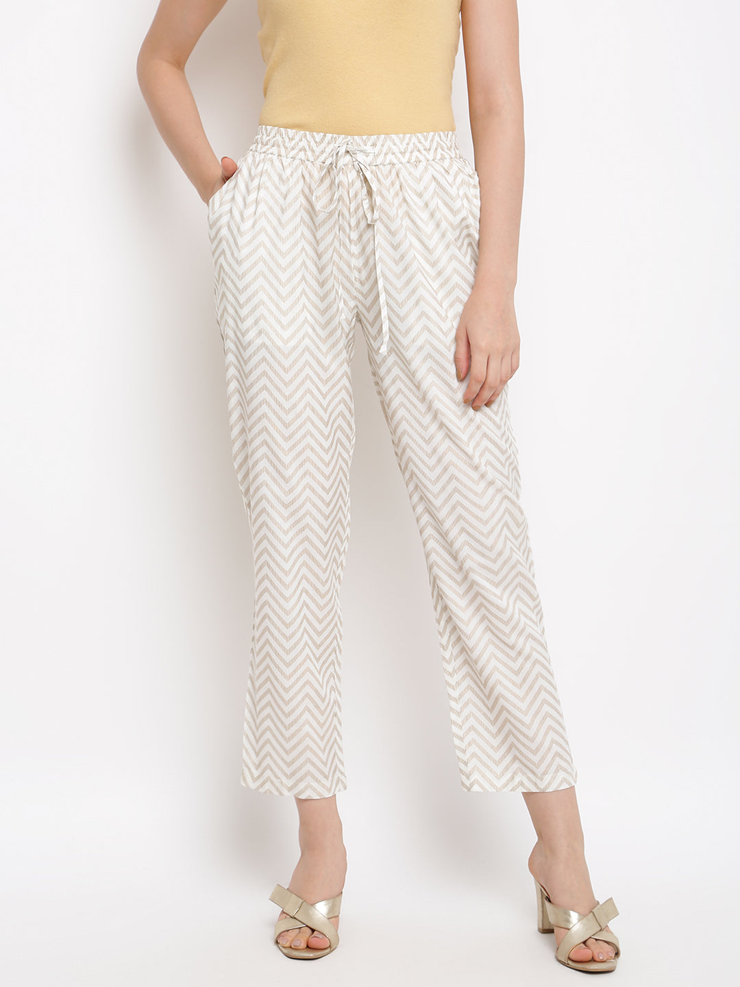 Off-White Printed Mirror Work Straight Pant