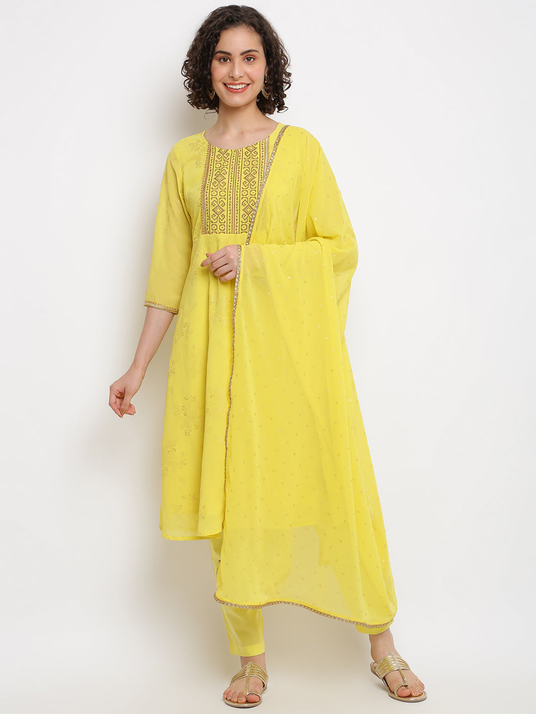 Yellow Anarkali Kurta Set