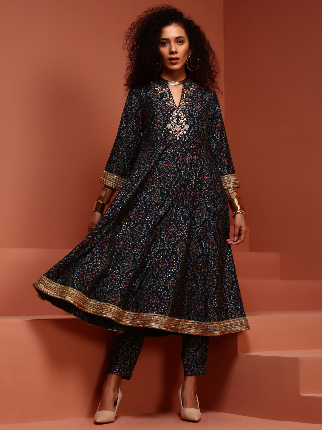 Anarkali Navy Blue Kurta Set