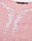Light Pink A-line Chikankari Dress