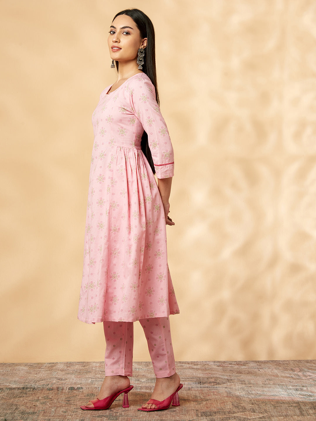 Pink Printed Kurta Set