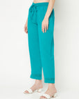 Turquoise Straight Cotton Pants