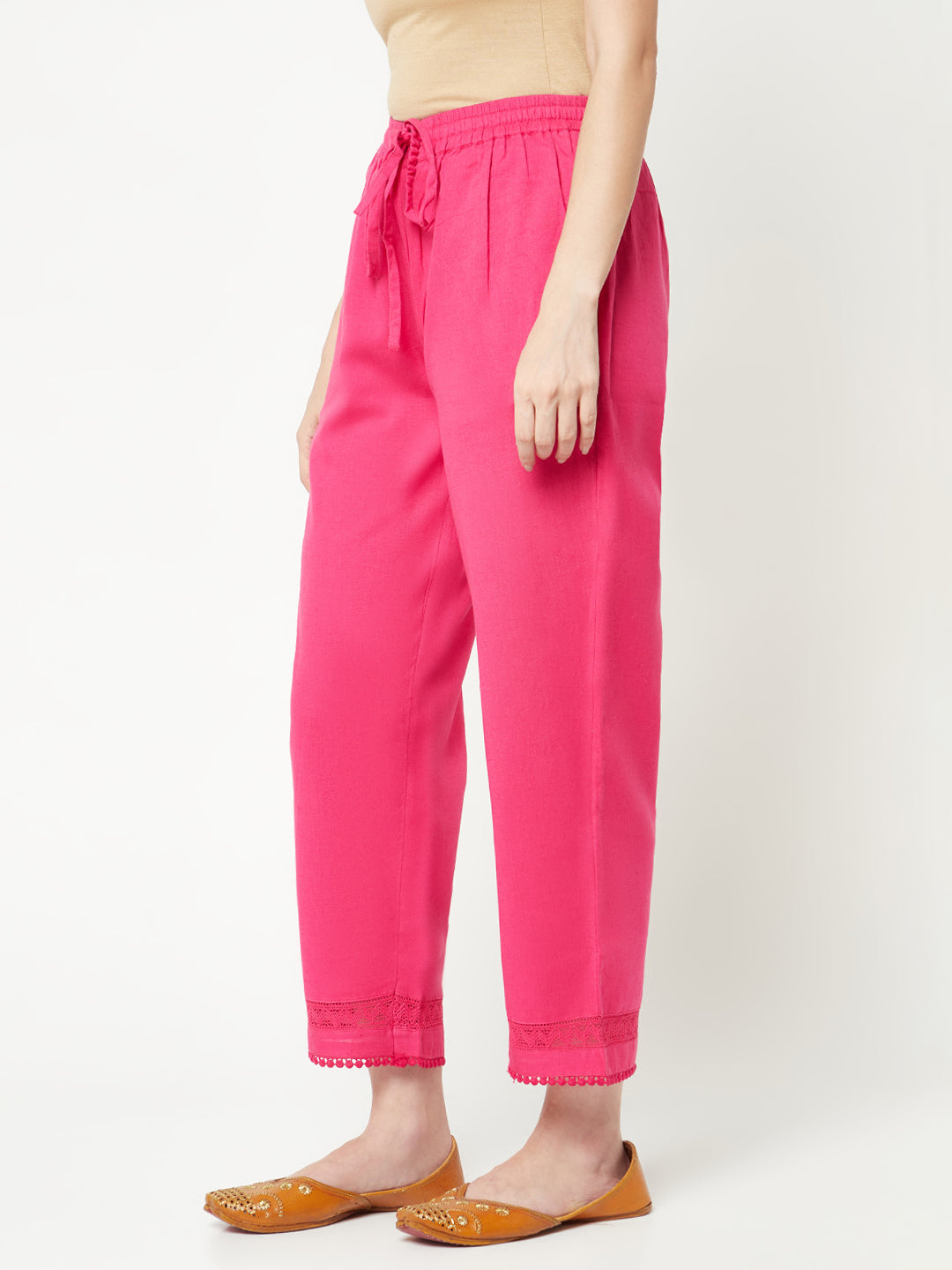 Pink Straight Cotton Pants