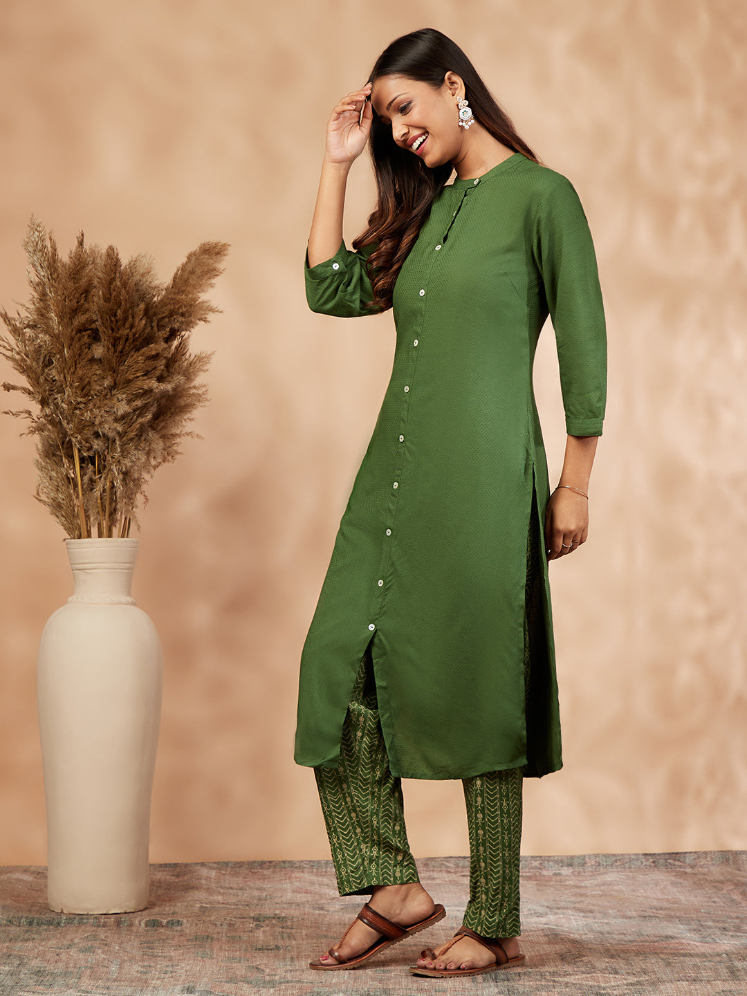 Solid Green Kurta Set