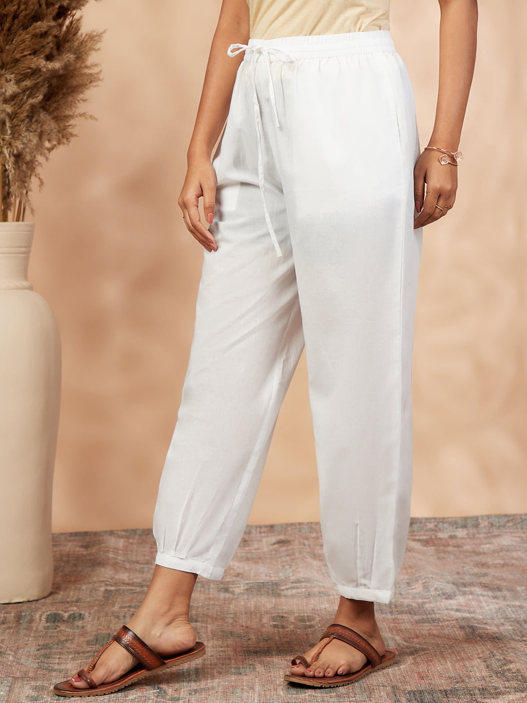 Pure Cotton White Izhar Pant