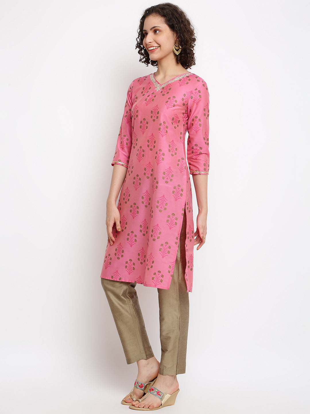 Gota-Patti Pink Straight Kurta