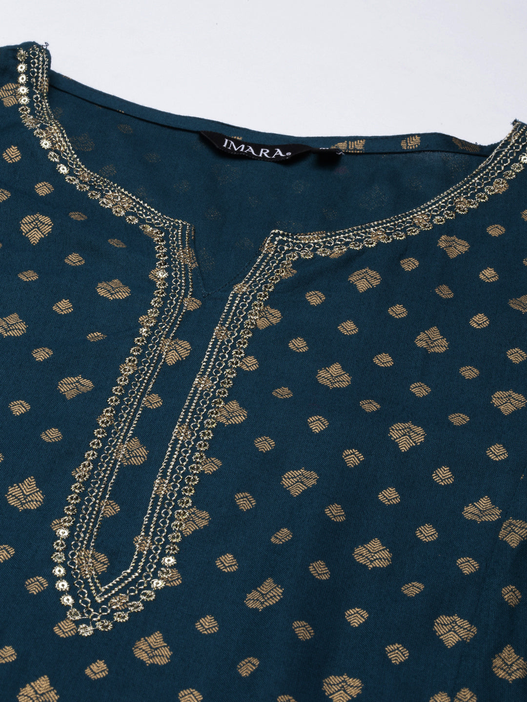 Teal Printed Rayon Kurta Set