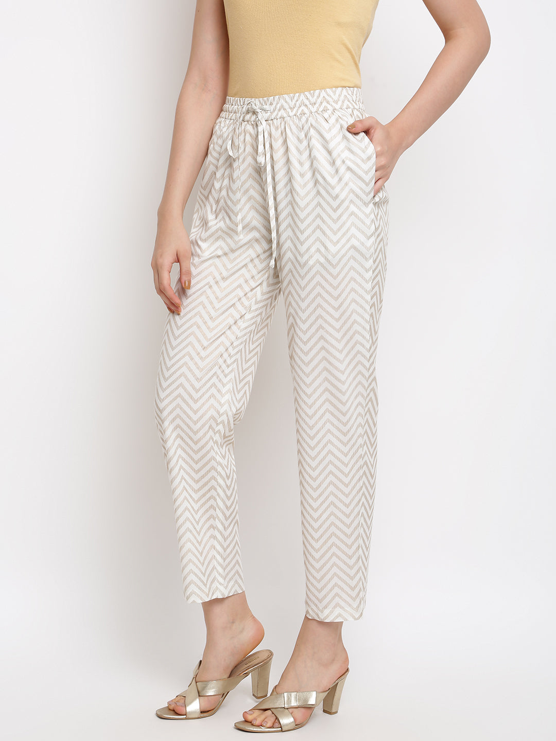 Off-White Printed Mirror Work Straight Pant