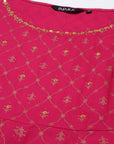 Fuchsia Kalidar Printed Sleeveless Kurta