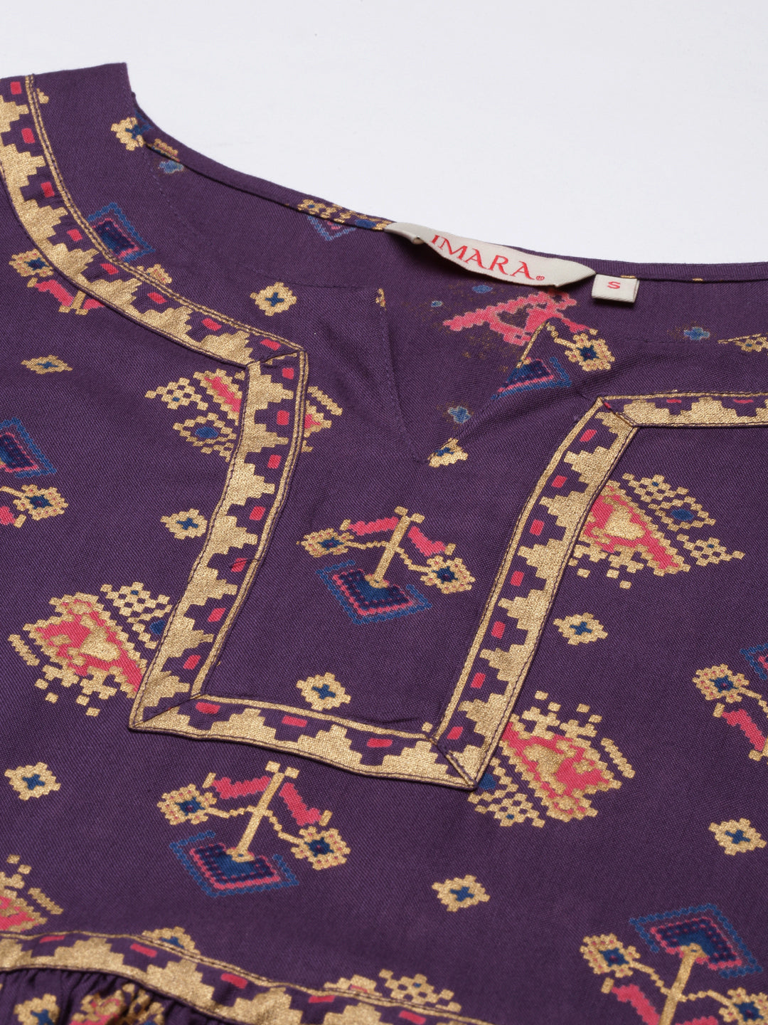 Flared Printed Tunic Top in Violet