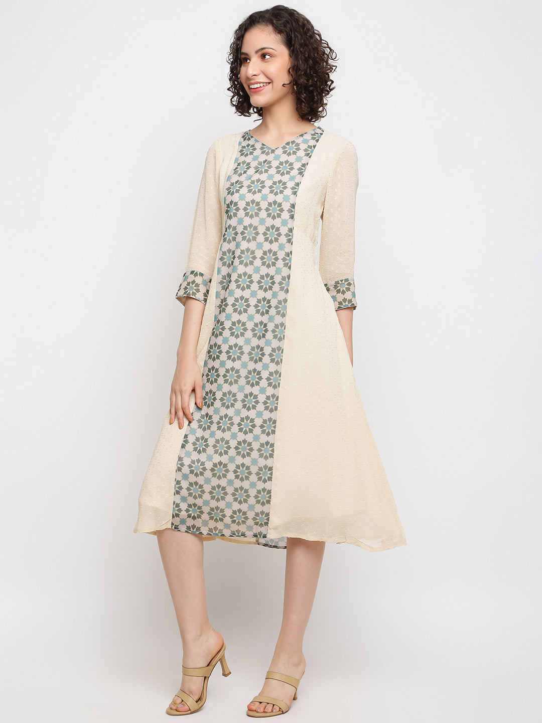 Off-white A-line Printed Dress