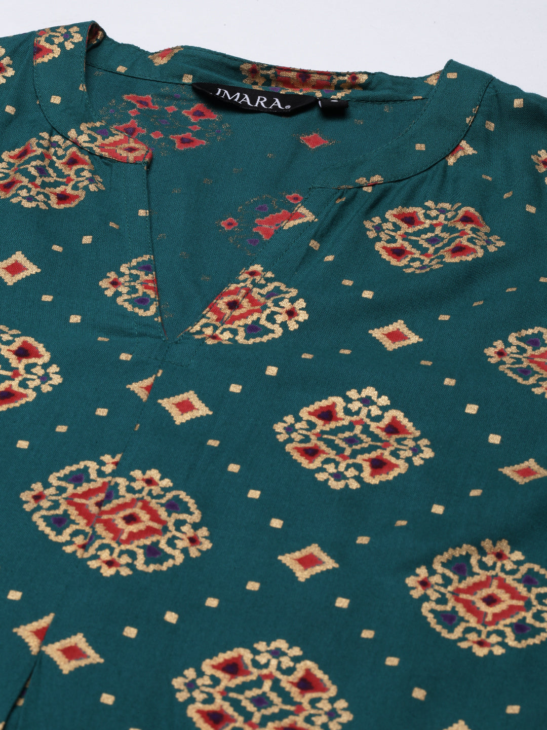 Green Printed A-line Kurta