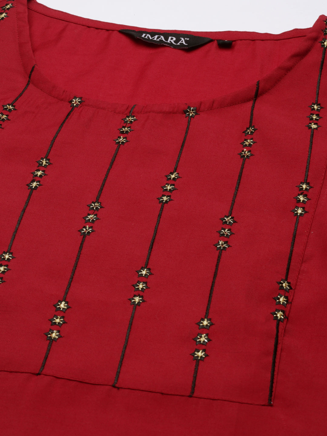 Red Embroidered Kurta Set