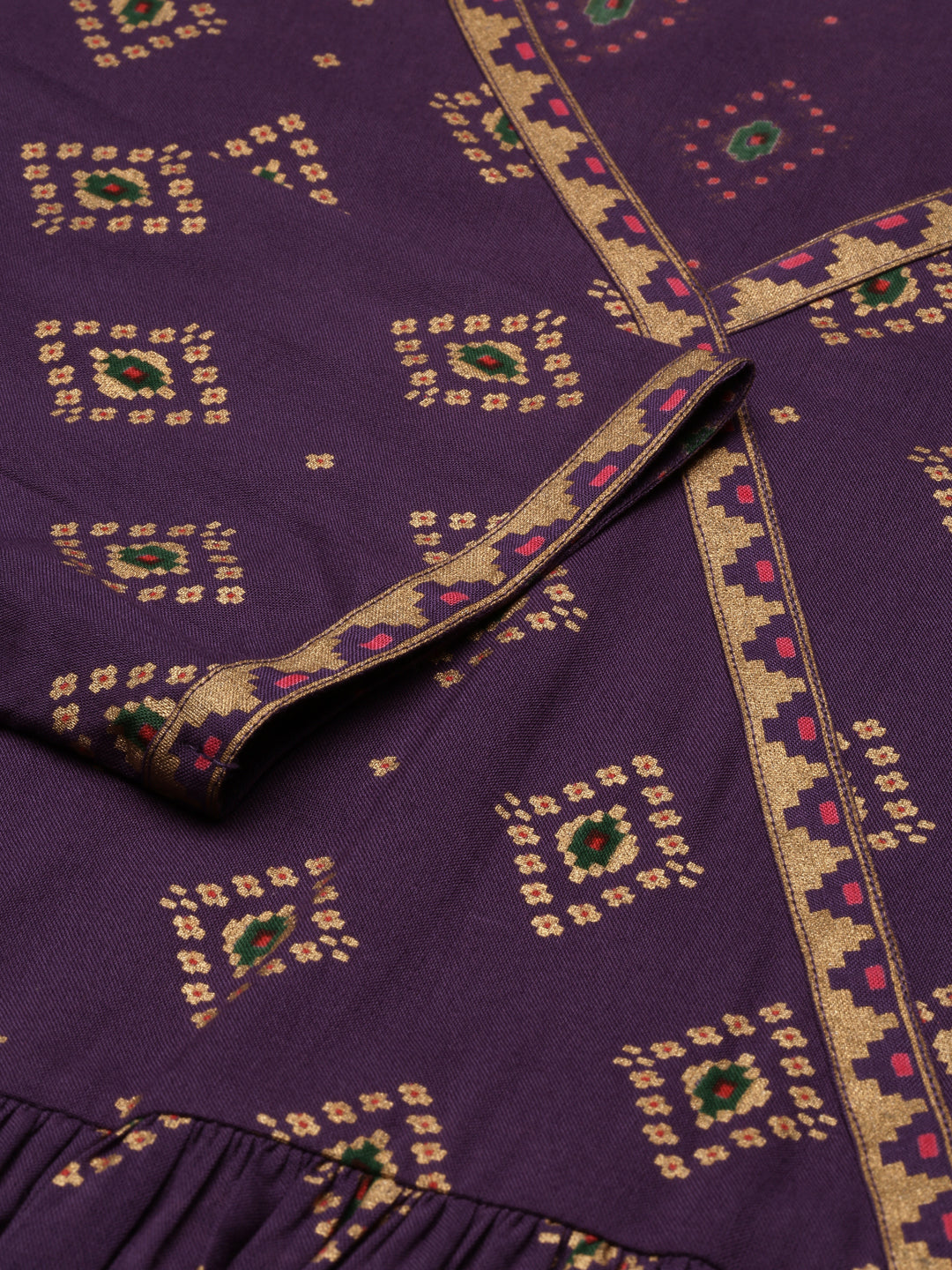 Violet Printed Gathered Kurta