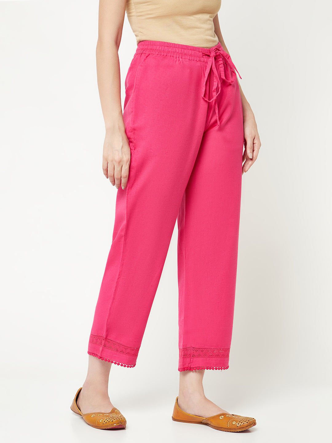 Pink Straight Cotton Pants