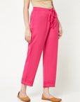 Pink Straight Cotton Pants