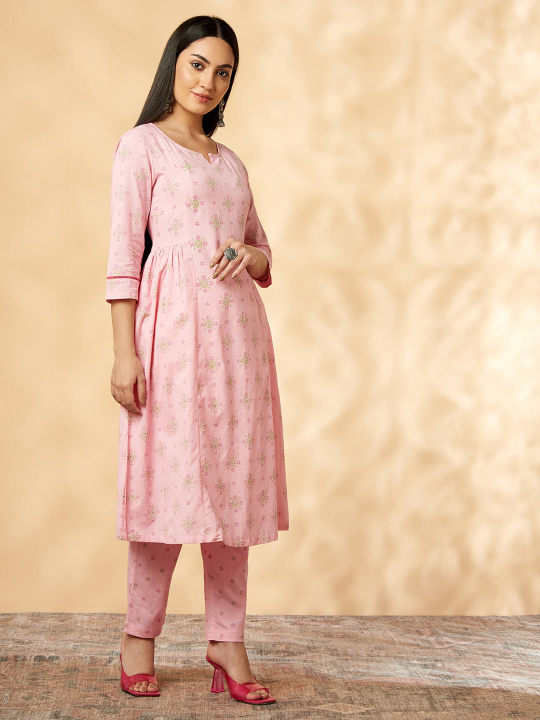 Pink Printed Kurta Set