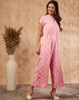 Printed Pink Flared Jumpsuit