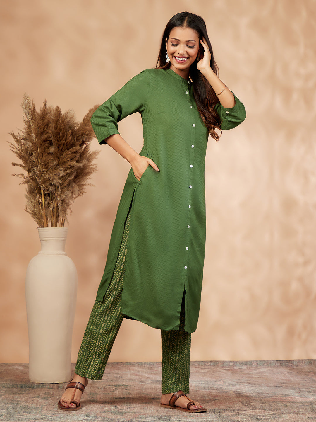 Solid Green Kurta Set