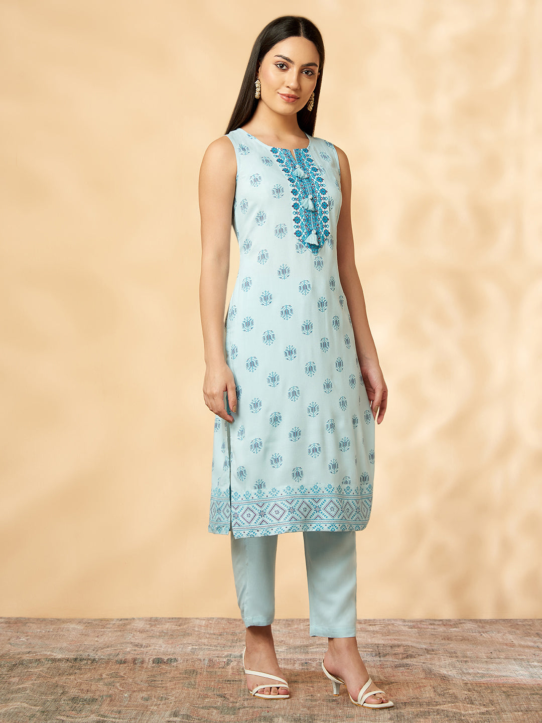 Light Blue Printed Kurta Set