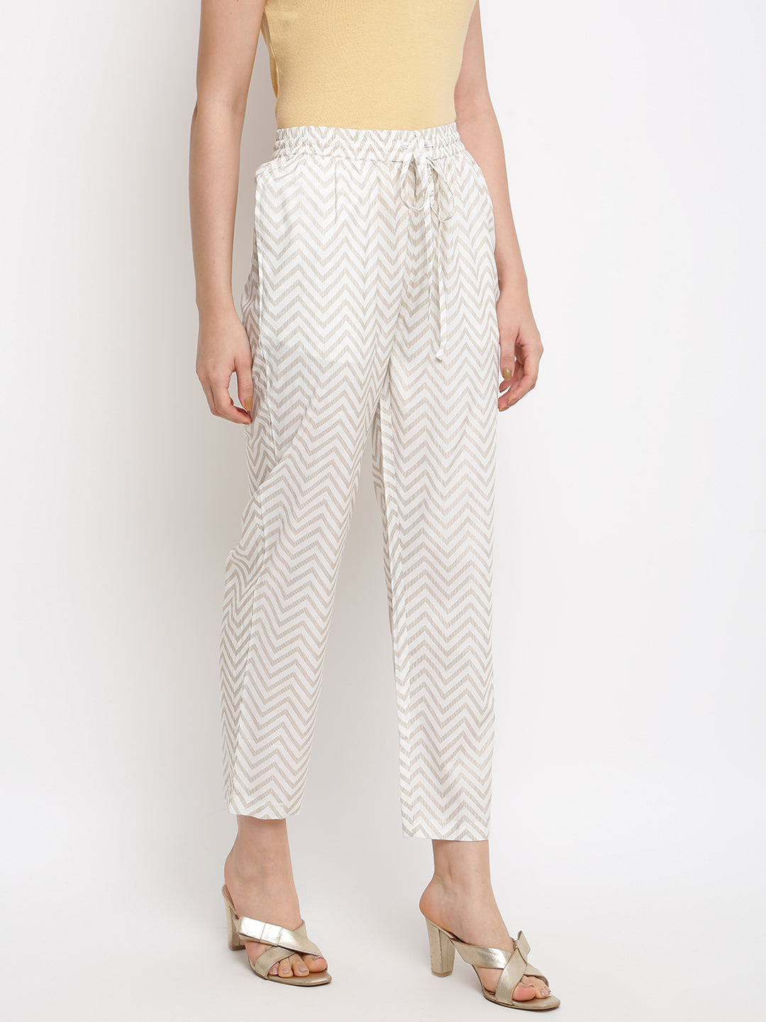 Off-White Printed Mirror Work Straight Pant