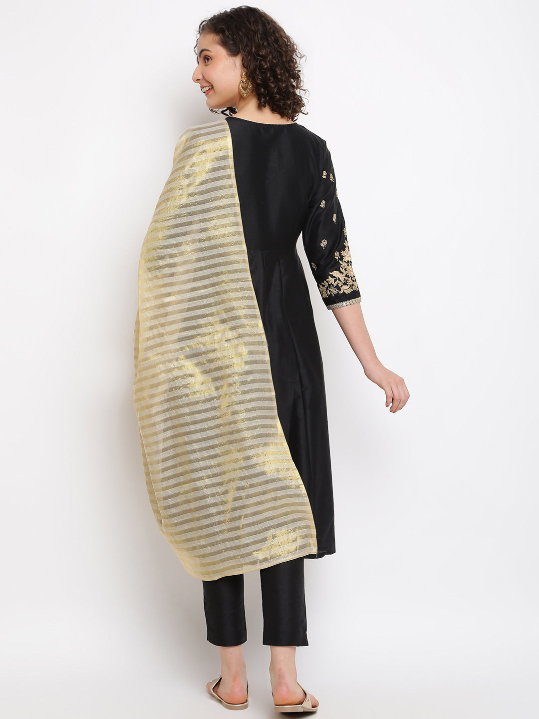 Black Embroidered Kurta Set