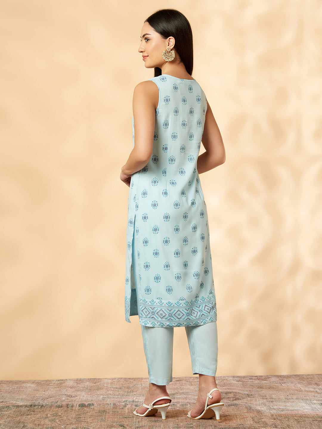 Light Blue Printed Kurta Set
