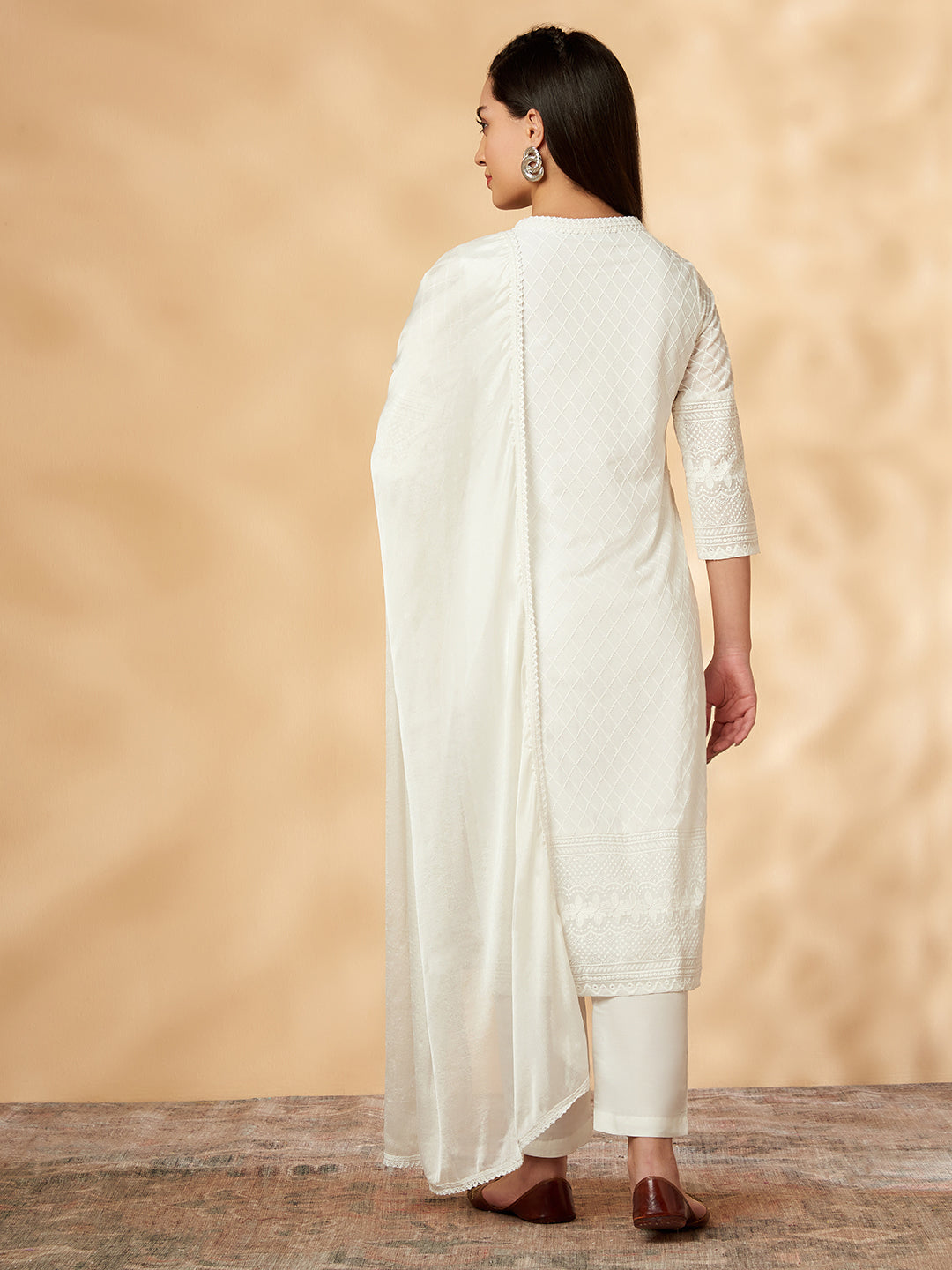 Schiffili Off-White Cotton Kurta Set