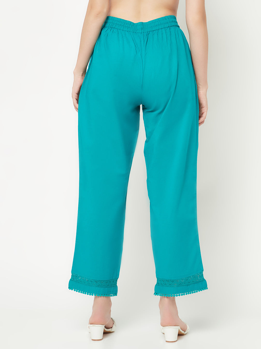 Turquoise Straight Cotton Pants