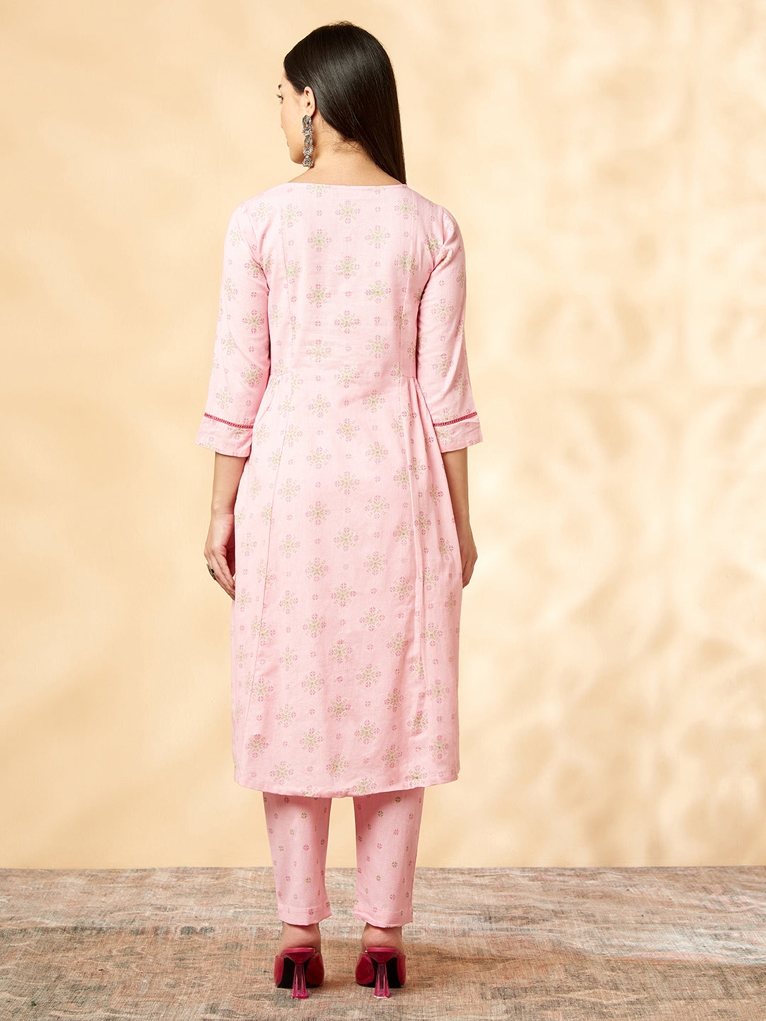 Pink Printed Kurta Set