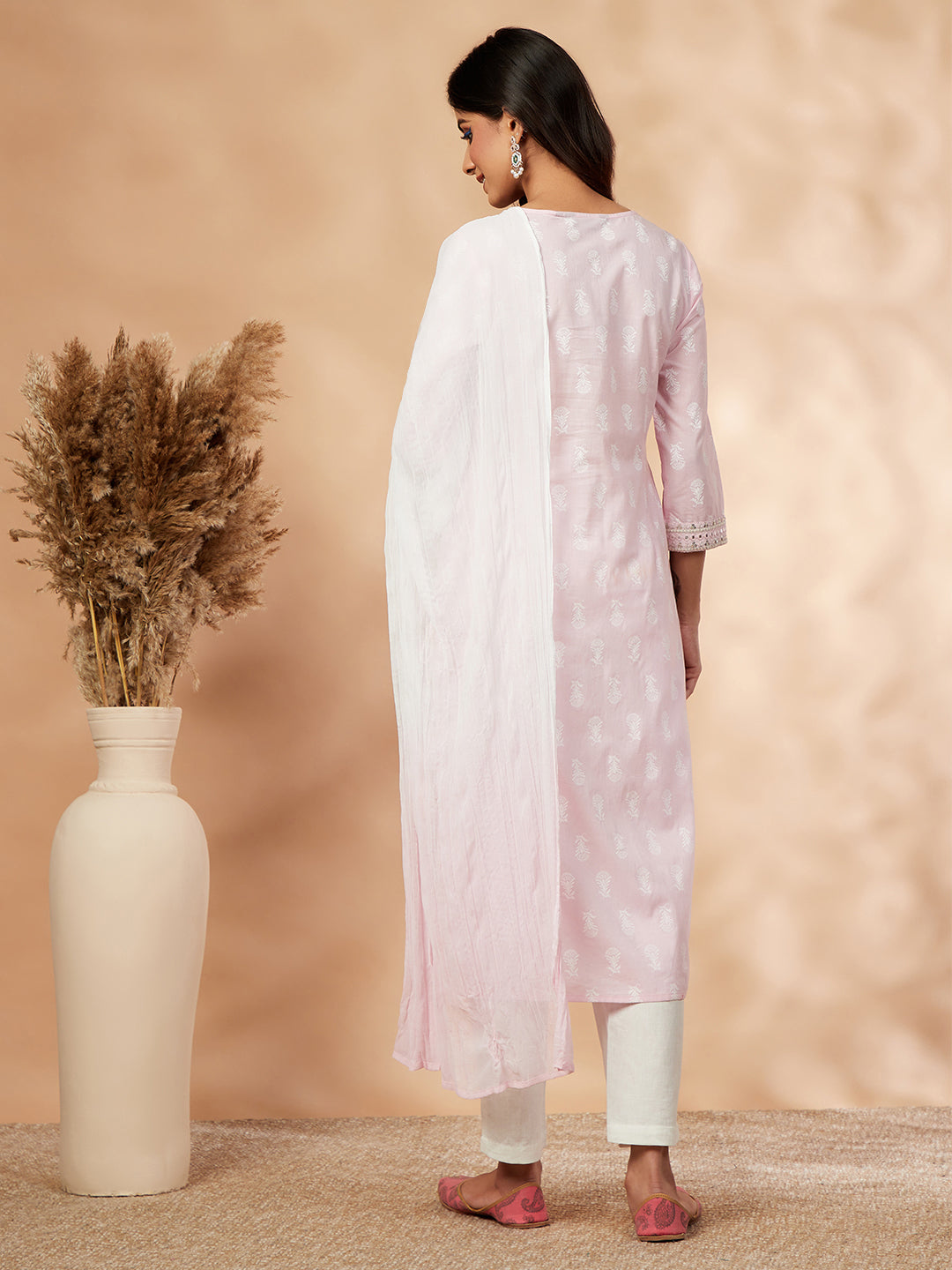 Light Pink Printed Kurta Set