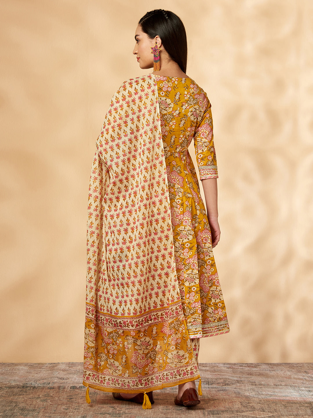 Mustard Printed Kurta Set