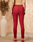Solid Red Straight Pants