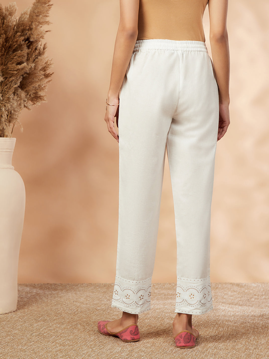 Offwhite Cotton Flax Salwar Pant