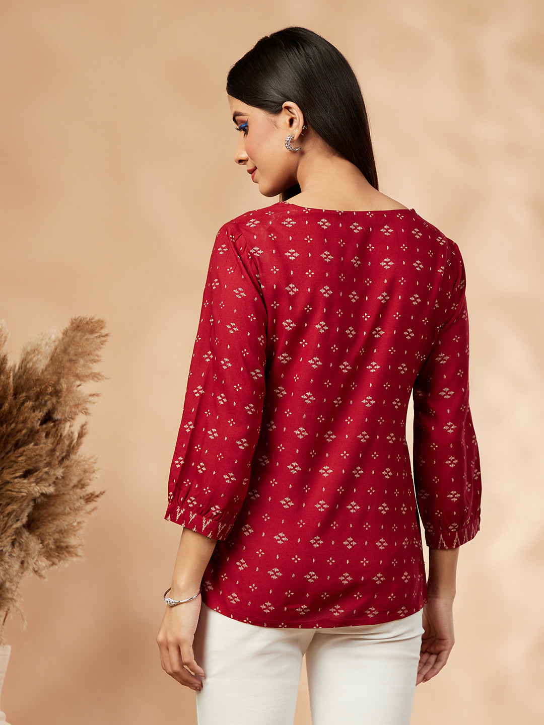 Printed Maroon Top