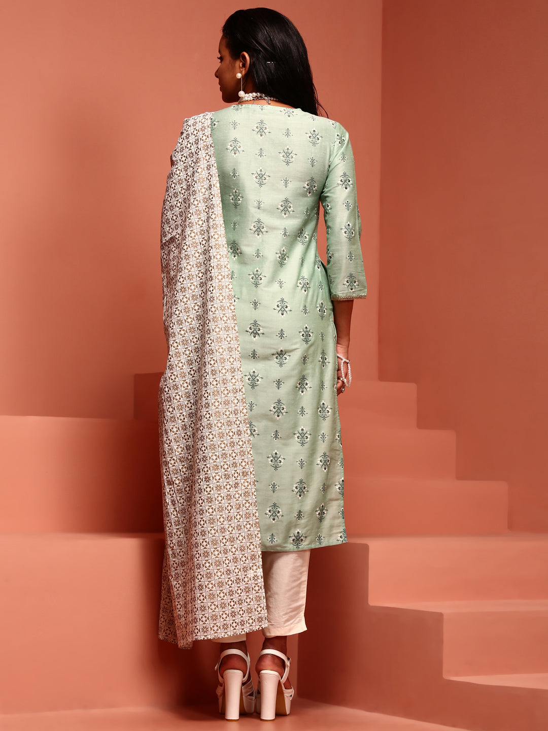 Mint Printed Kurta Set