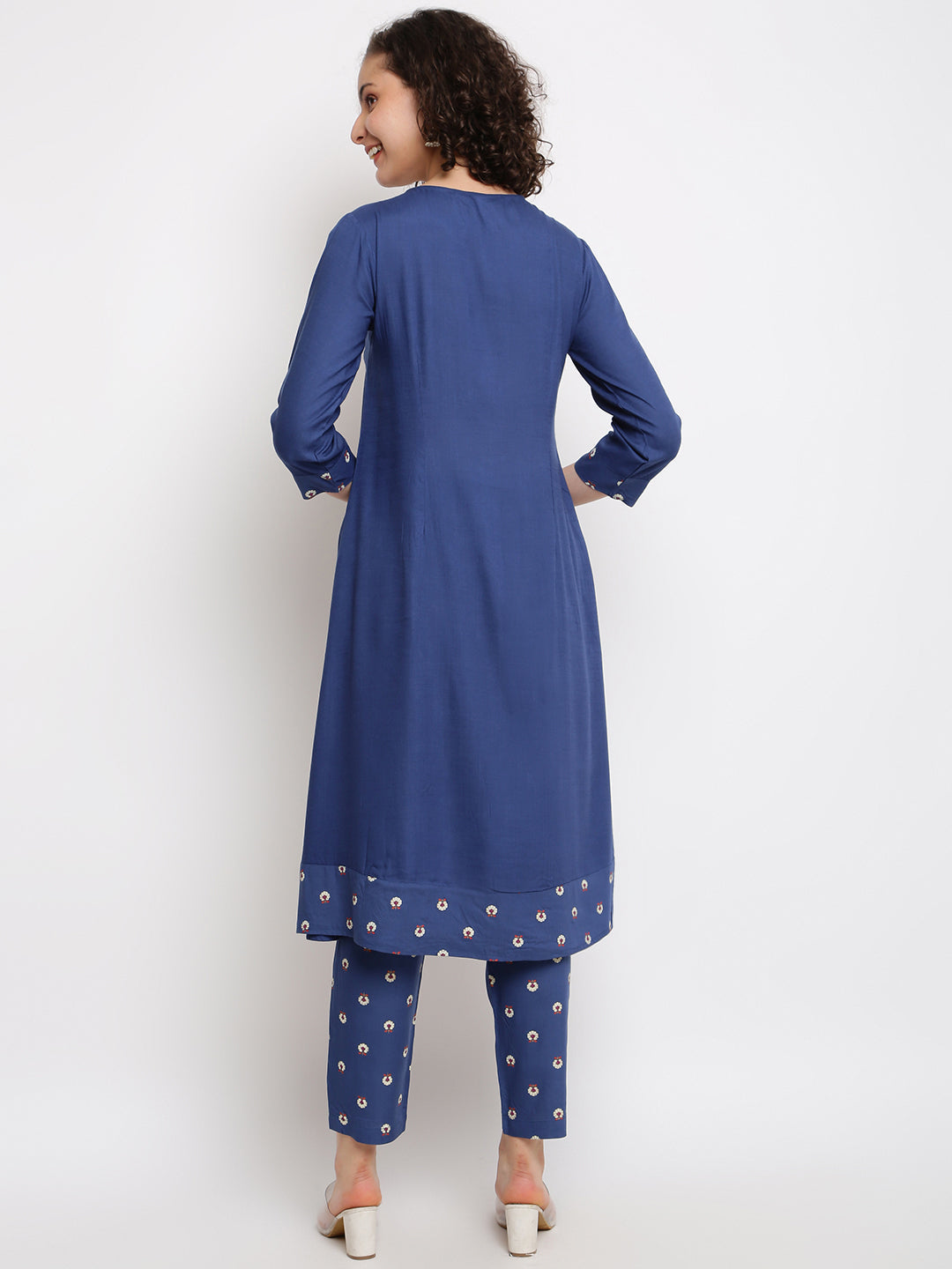 Printed Royal Blue Kurta Set