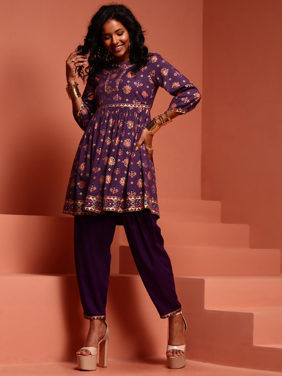 Violet Solid Rayon Salwar