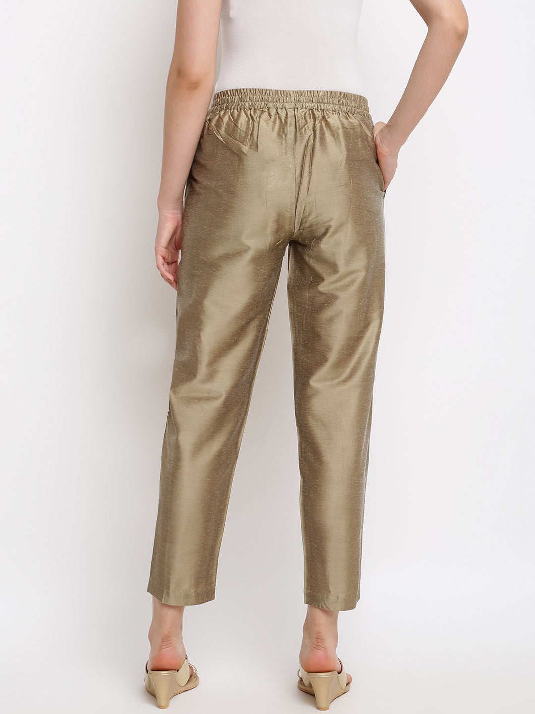 Copper Brown Straight Cotton Trousers