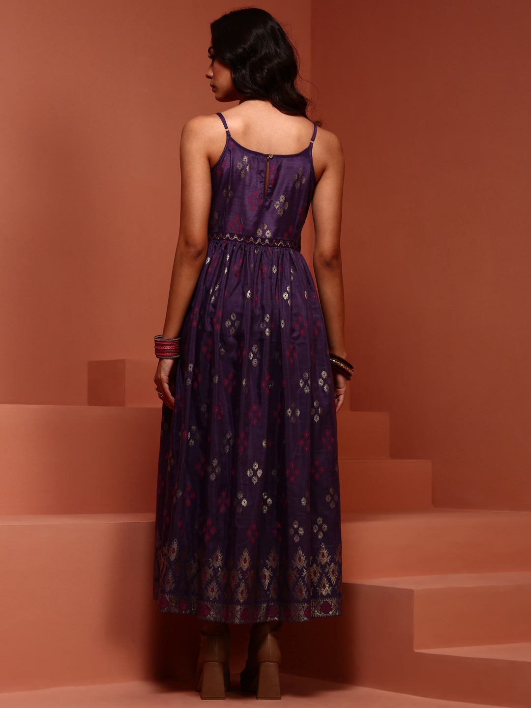 Violet Printed Gathered Dress