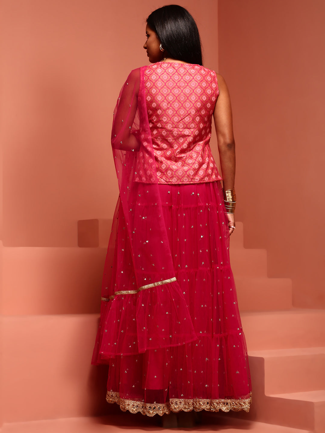 Fuchsia Printed Lehenga Set