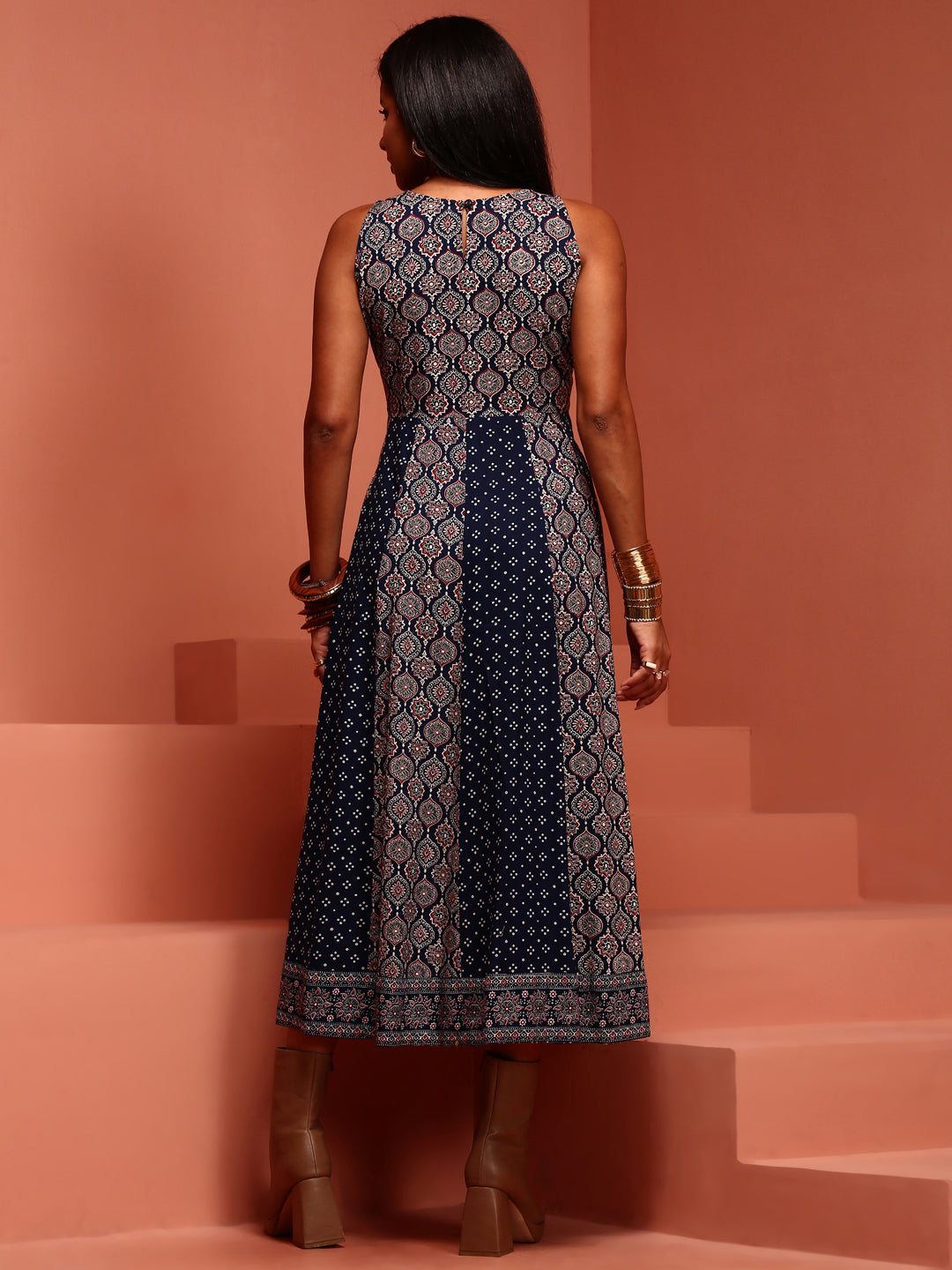 Indigo Kalidar Sleeveless Dress