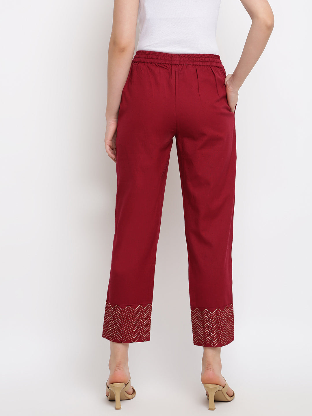 Solid Maroon Ethnic Straight Pant