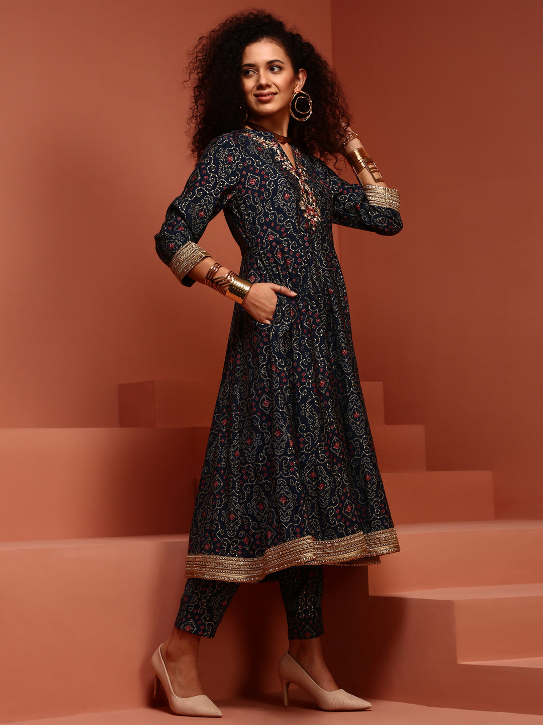 Anarkali Navy Blue Kurta Set