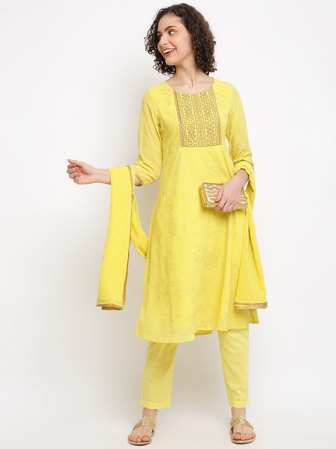 Yellow Anarkali Kurta Set